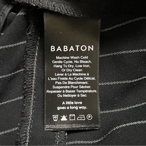 Aritzia Babaton Modesto Black White Pinstripe Straight Leg Trouser Pants - Sz 6 - Picture 11 of 16